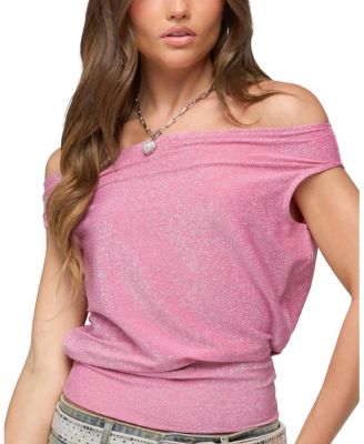 Edikted Nolah Metallic Off Shoulder Top