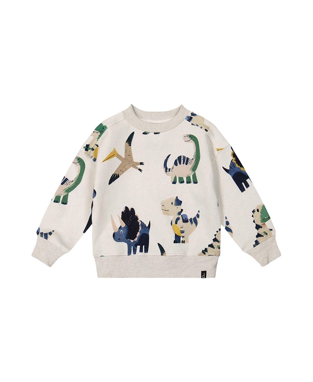 Deux par Deux Boys' Fleece Dino Ribbed Cuffs Sweatshirt - Baby