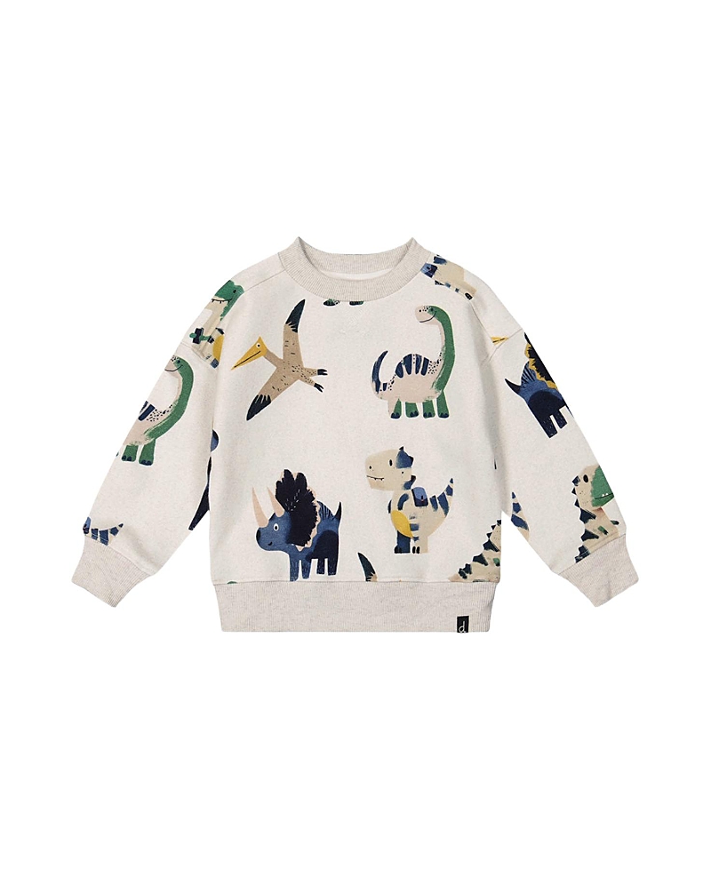 Deux par Deux Boys' Fleece Dino Ribbed Cuffs Sweatshirt - Baby