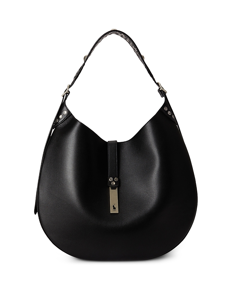 Polo Ralph Lauren Polo Id Large Studded Leather Shoulder Bag