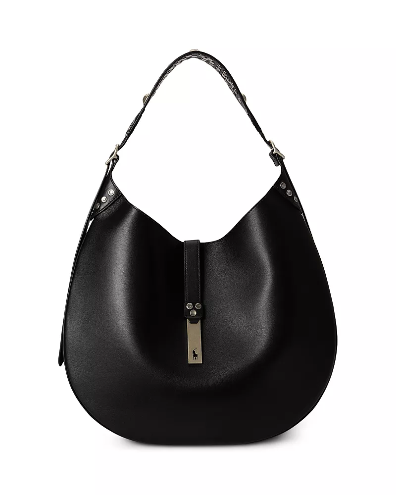 Polo Ralph Lauren Polo Id Large Studded Leather Shoulder Bag