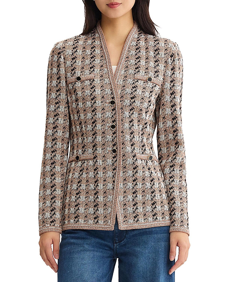 Misook Tailored Houndstooth Tweed Knit Jacket