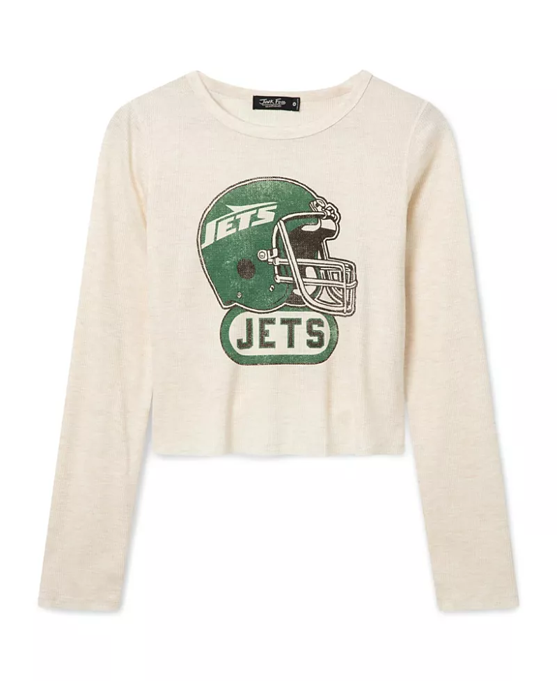 Junk Food Clothing Women's New York Jets Helmet Crop Thermal
