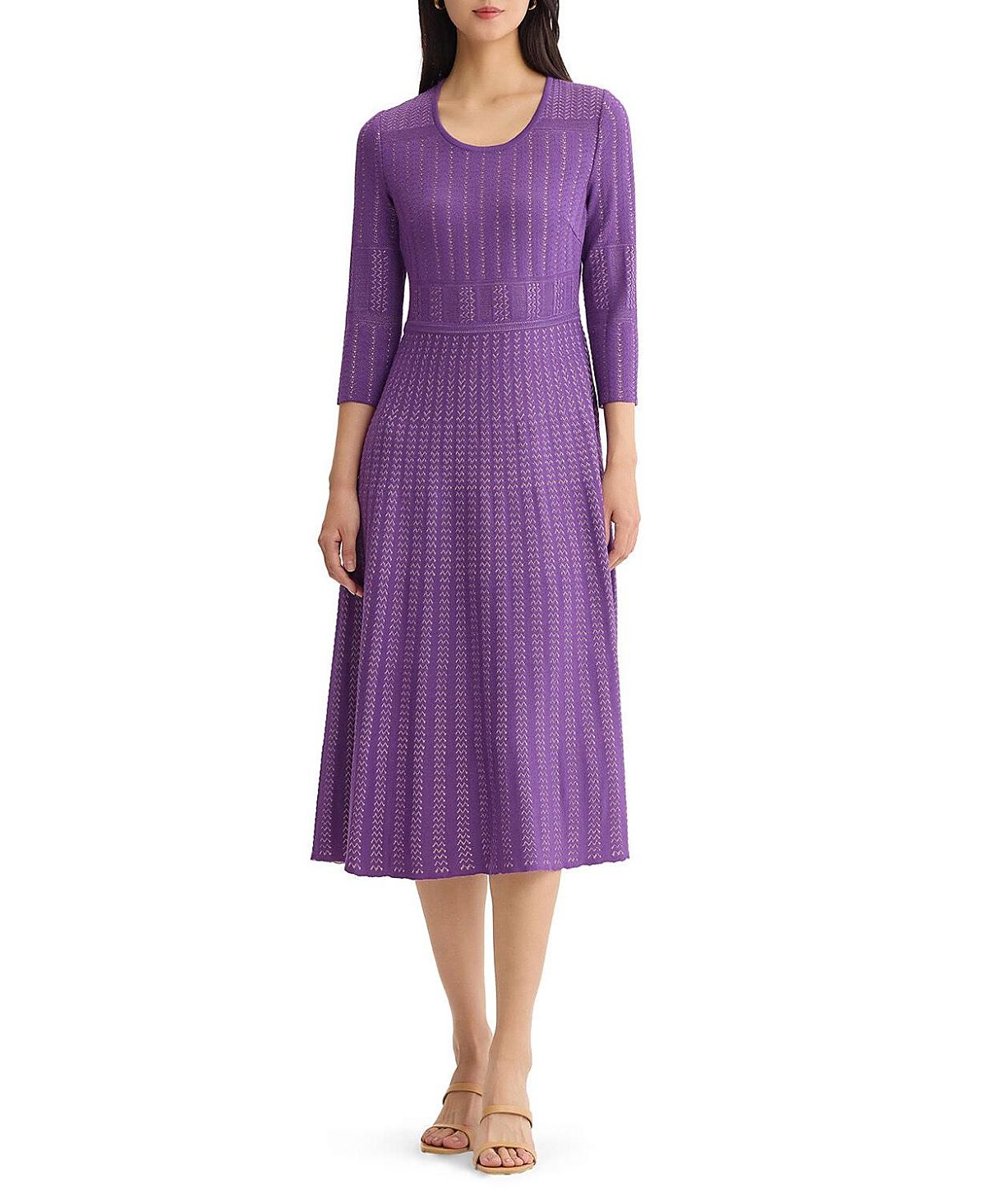 Misook Fit & Flare Multi-Stitch Soft Knit Maxi Dress