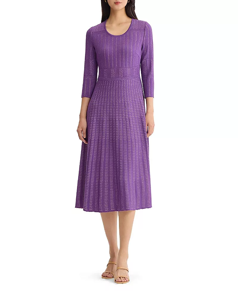 Misook Fit & Flare Multi-Stitch Soft Knit Maxi Dress