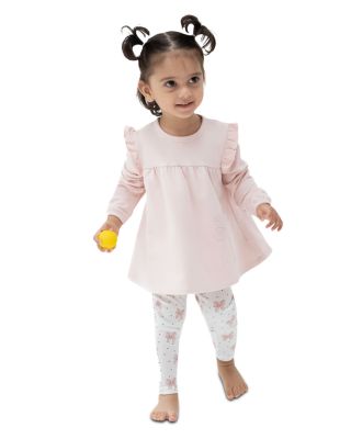 Girls' Ruffled Sweatshirt & Bow Print Leggings Set - Baby