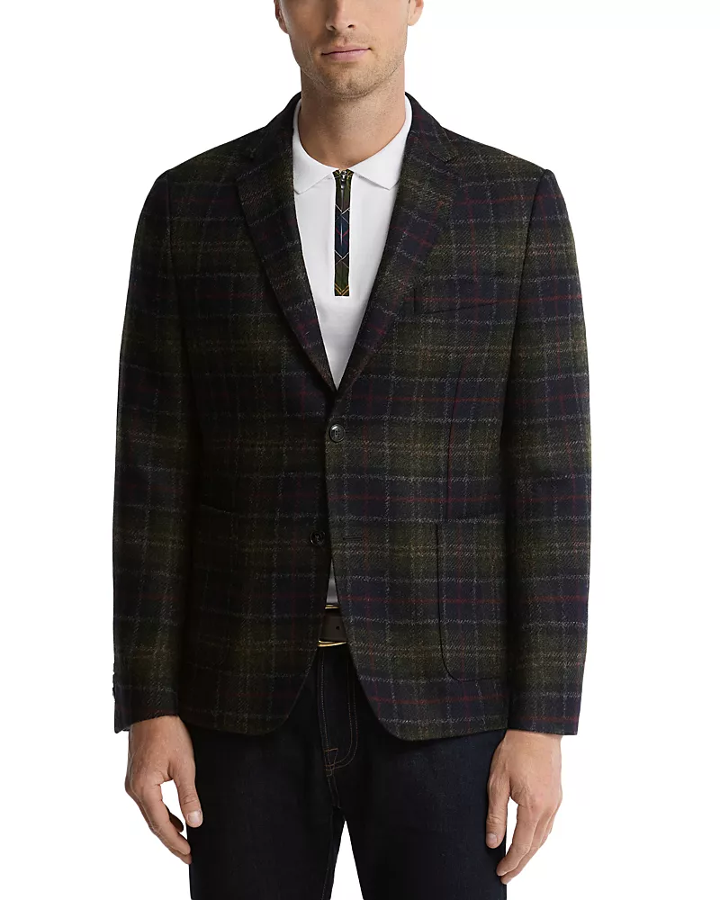 Barbour Sander Wool Classic Fit Moon Check Blazer