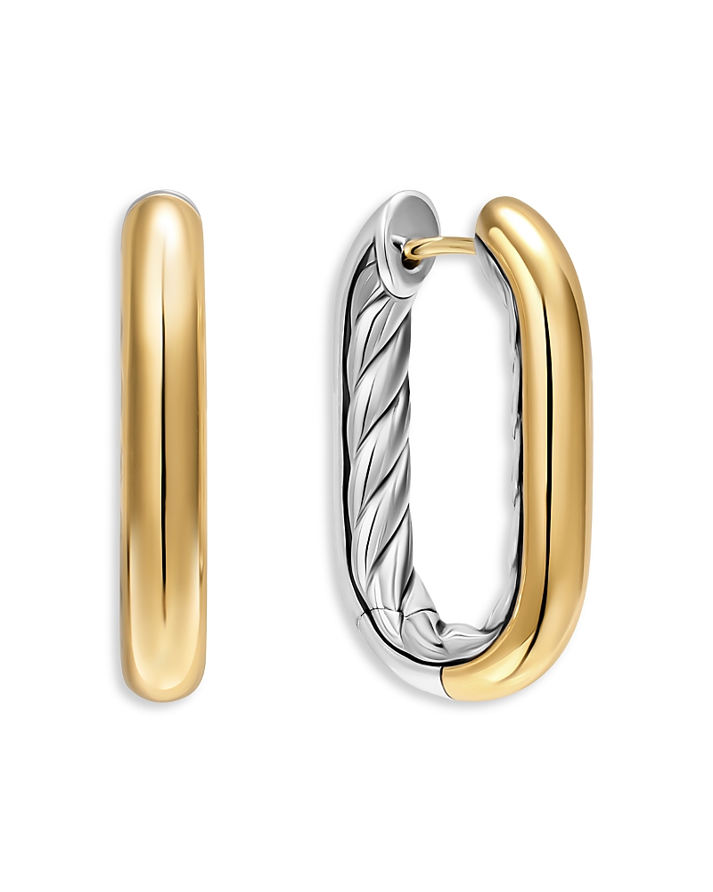 David Yurman Dy Madison Smooth Hoop Earrings in Sterling Silver with 14K Yellow Gold, 24.3mm