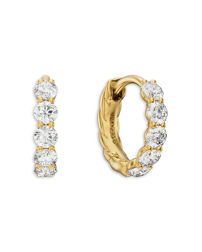 David Yurman Petite Pave Hoop Earrings in 18K Yellow Gold with Diamonds, 10.2mm · NO SIZE