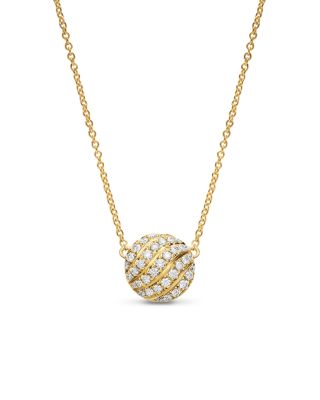 David Yurman Sculpted Cable Pendant Necklace in 18K Yellow Gold with Diamonds, 10mm