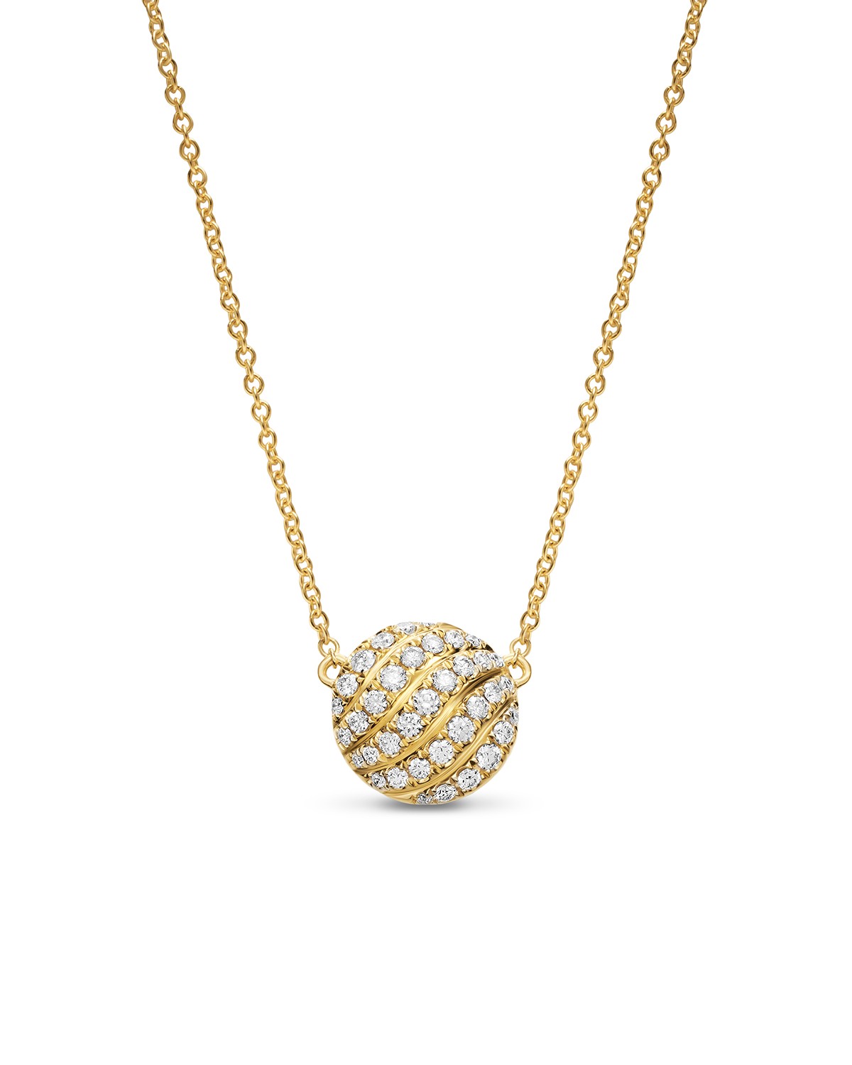 David Yurman Sculpted Cable Pendant Necklace in 18K Yellow Gold with Diamonds, 10mm