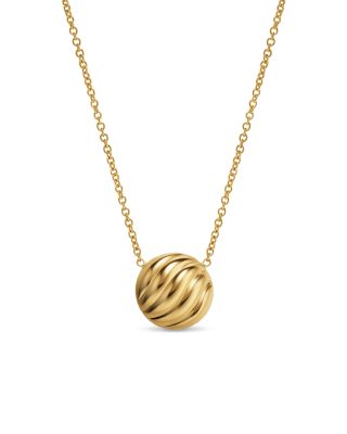 David Yurman Sculpted Cable Pendant Necklace in 18K Yellow Gold, 10mm