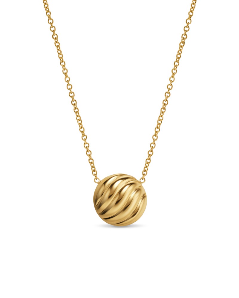 David Yurman Sculpted Cable Pendant Necklace in 18K Yellow Gold, 10mm