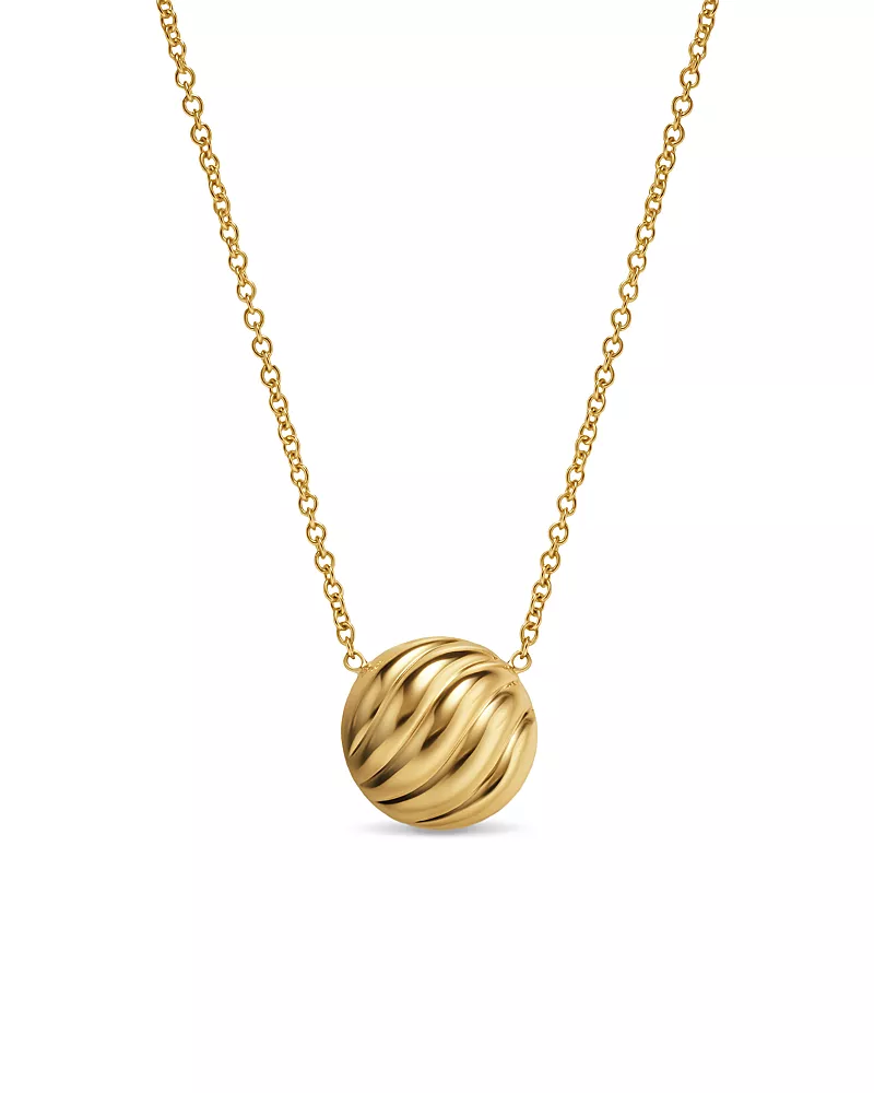 David Yurman Sculpted Cable Pendant Necklace in 18K Yellow Gold, 10mm