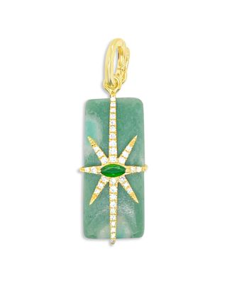 14K Yellow Gold Jade, Emerald & Diamond Star Pendant