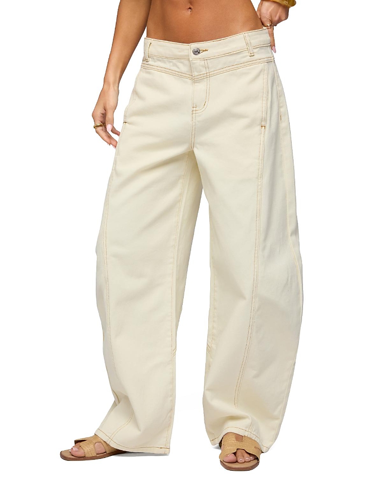 Edikted Gili Contrast Stitch Low Rise Barrel Jeans