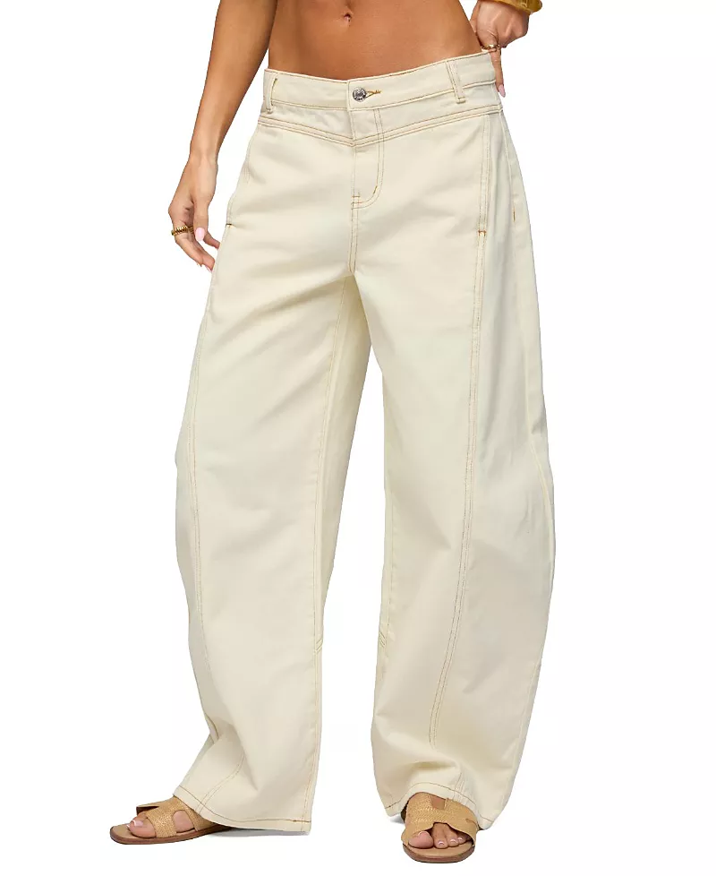 Edikted Gili Contrast Stitch Low Rise Barrel Jeans