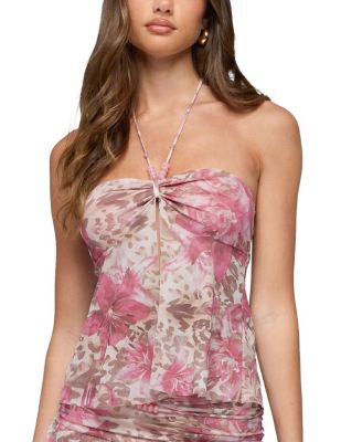 Edikted Tessa Floral Split Front Halter Top