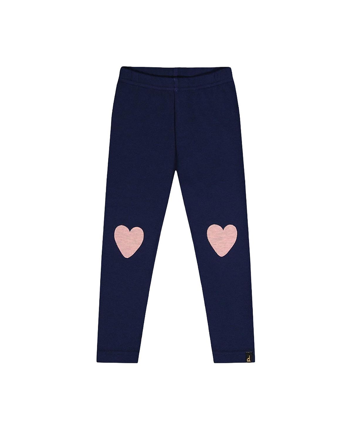 Deux par Deux Girls' Brushed Jersey Heart Applique Elastic Waist Leggings - Little Kid