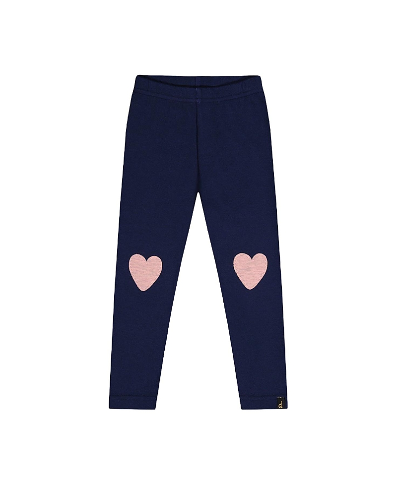 Deux par Deux Girls' Brushed Jersey Heart Applique Elastic Waist Leggings - Little Kid