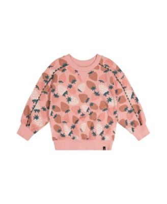 Girls' French Terry Strawberry Print Sweatshirt - Big Kid