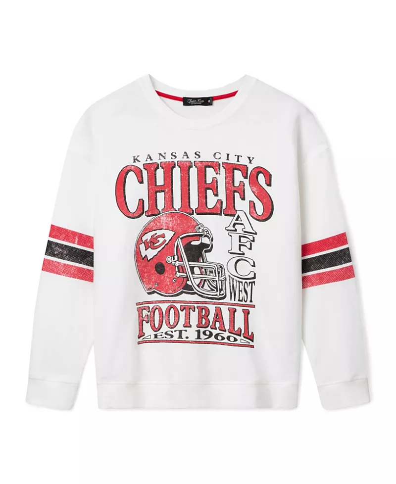 Junk Food Clothing Women's Kansas City Chiefs Oversized Striped Fleece