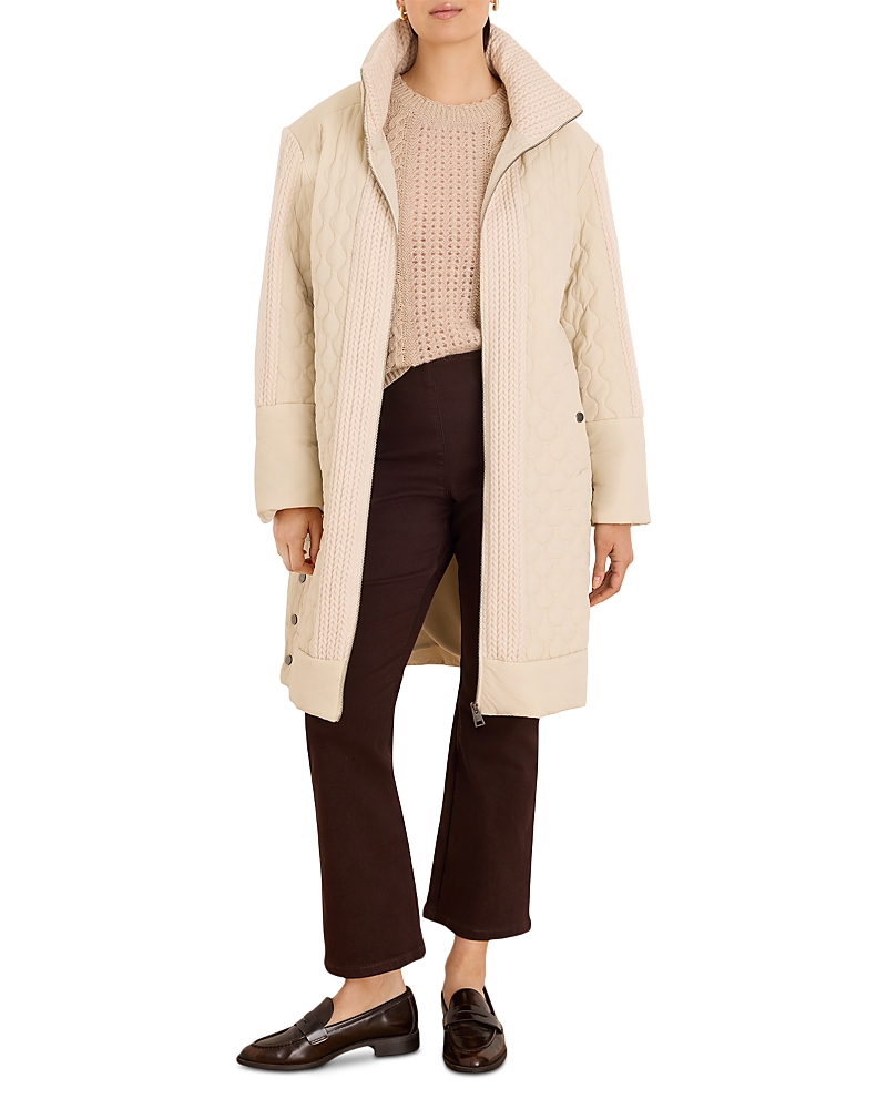 Nic+Zoe Mixed Media Sweater Trim Quilted Coat