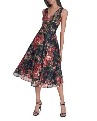 Floral Print V Neck Dress