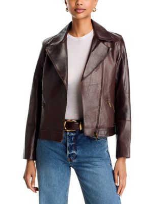 Leather Zipper Pocket Biker Jacket