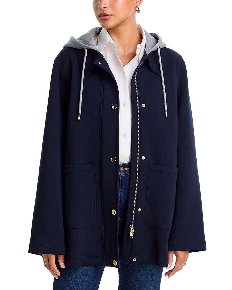Veronica Beard Finn Hooded Cotton Blend Jacket
