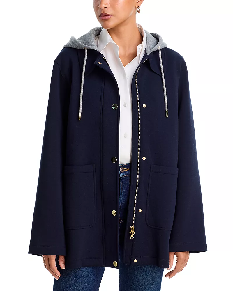 Veronica Beard Finn Hooded Cotton Blend Jacket