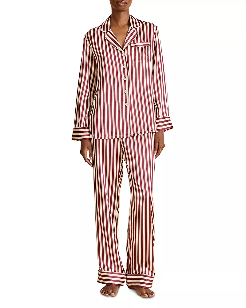Olivia von Halle Lila Silk Woven Long Sleeve Pajama Set