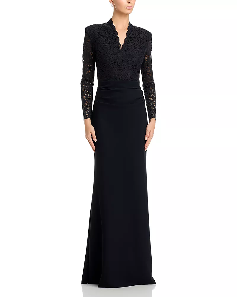 Chiara Boni La Petite Robe Tilia Long Sleeve Lace Gown