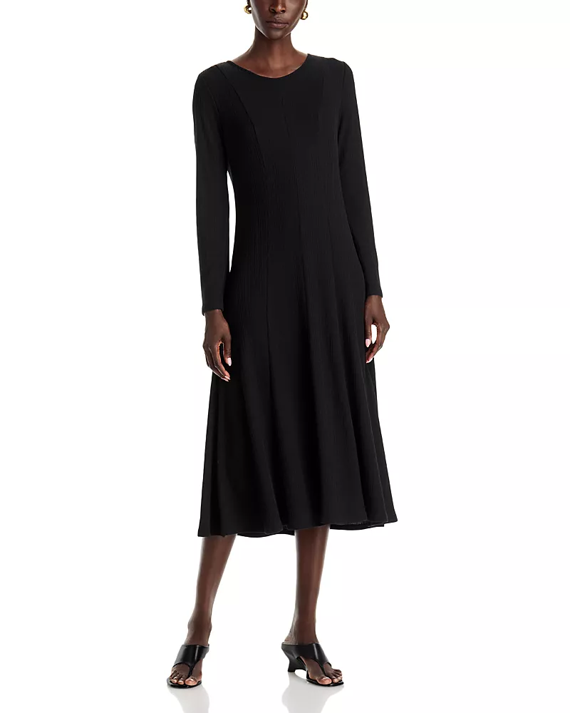 Single Thread Scoop Neck Ribbed Midi Dress