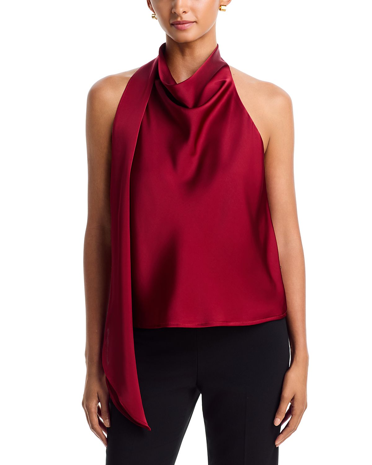 Aqua Sleeveless Scarf Neck Top - Exclusive