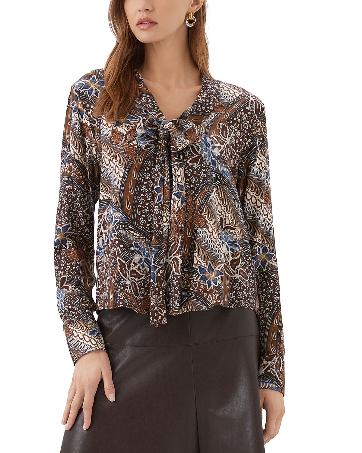 Karen Kane Bow Neck Long Sleeve Blouse