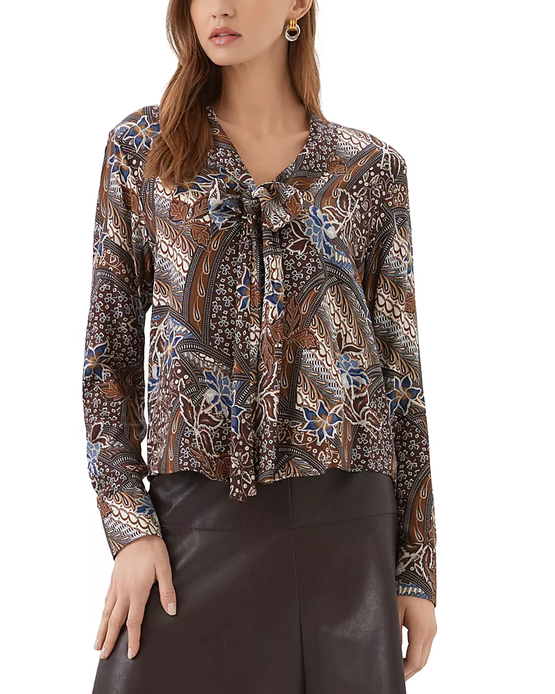 Karen Kane Bow Neck Long Sleeve Blouse