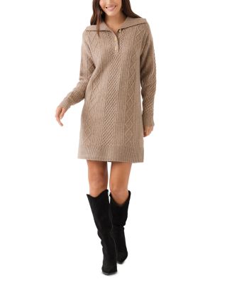 Cable Knit Collared Sweater Dress
