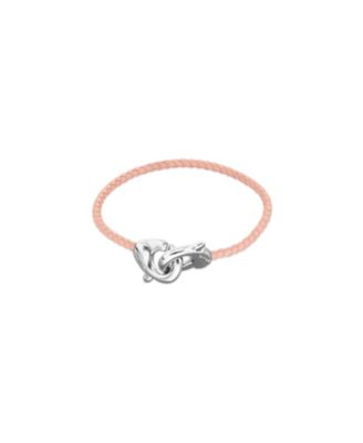 Pink Leather Strap with Sterling Silver-Plated Interlocking Carabiner Detail
