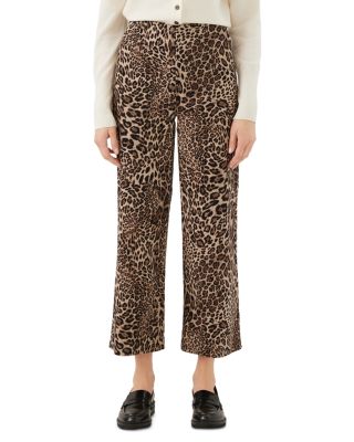 Printed Corduroy Cropped Wide Leg Pants