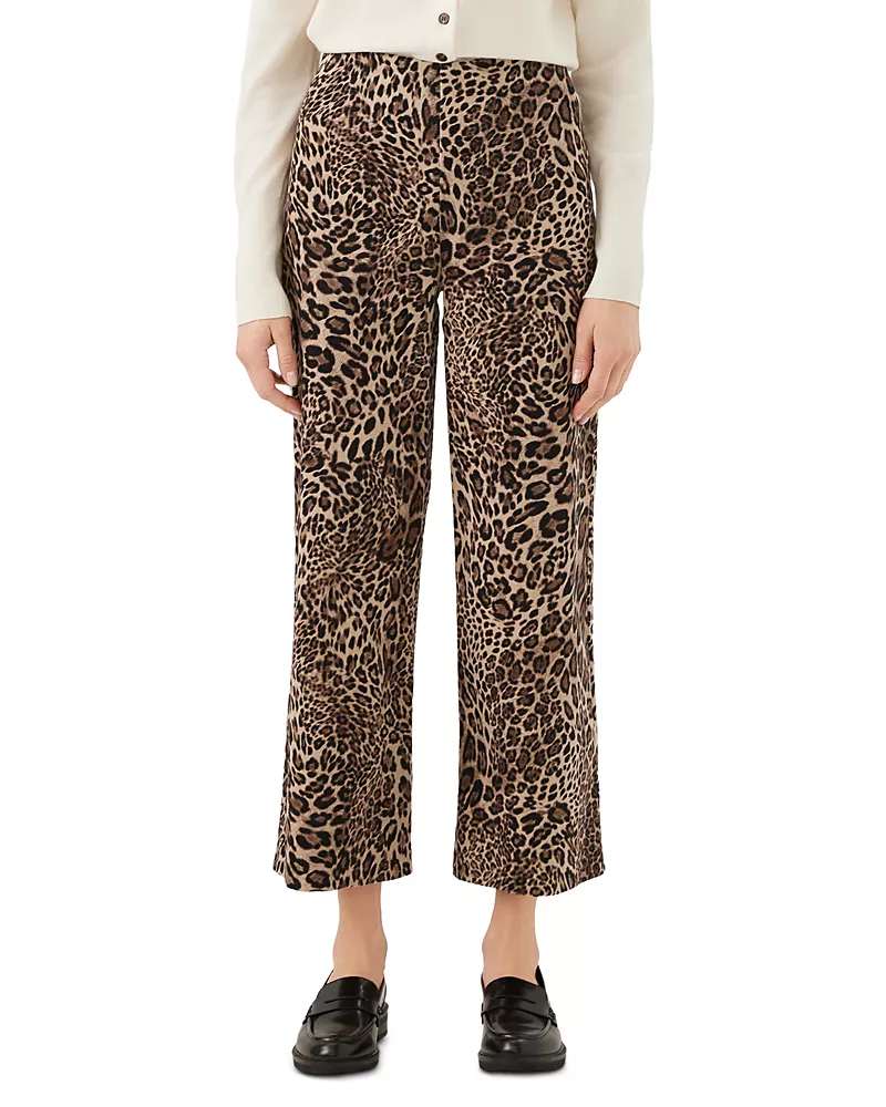 Karen Kane Printed Corduroy Cropped Wide Leg Pants