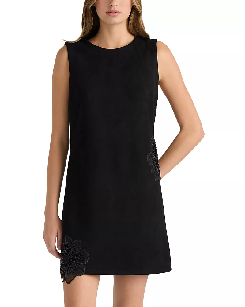 Nvlt Faux Suede Sequined Appliqued Dress