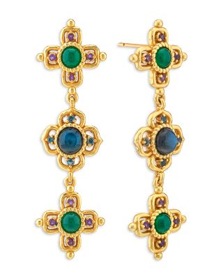 Contessa Multi Gemstone Linear Drop Earrings 