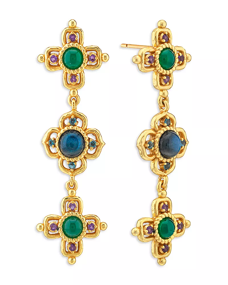 Capucine De Wulf Contessa Multi Gemstone Linear Drop Earrings