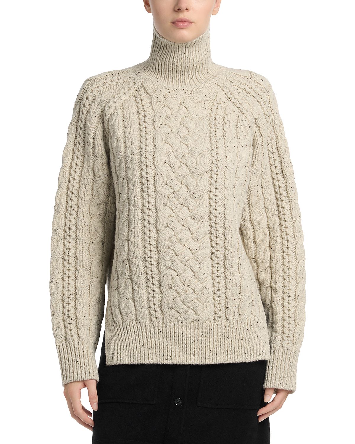 Toteme Cable Knit Wool Turtleneck Sweater