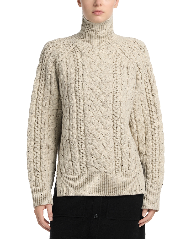 Toteme Cable Knit Wool Turtleneck Sweater