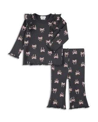 Girls' Starlight Skater Bows Print Top & Flared Leggings Set - Baby