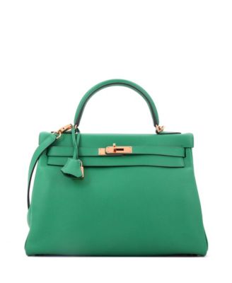 Kelly 32 Handbag Green Evercolor with Gold Hardware