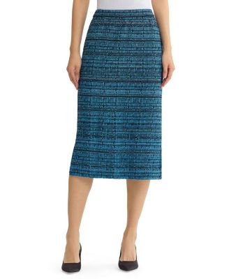 Side Slit Tweed Knit Pencil Skirt