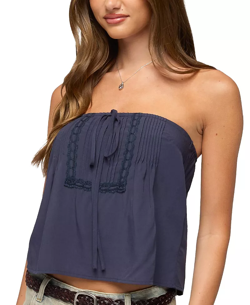 Edikted Joycee Tie Front Strapless Top